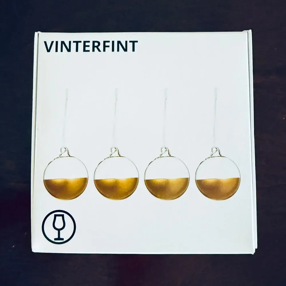 IKEA VINTERFINT Tree Ornament Bauble Clear Glass Gold 2 ¼